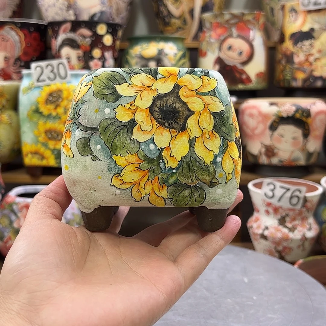 鱼***神景德镇炫彩手绘景德镇陶瓷花盆