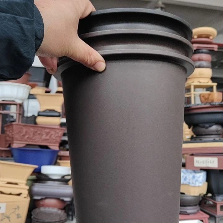 树脂放**下4只22*26园签筒盆紫檀色和黑色各2只