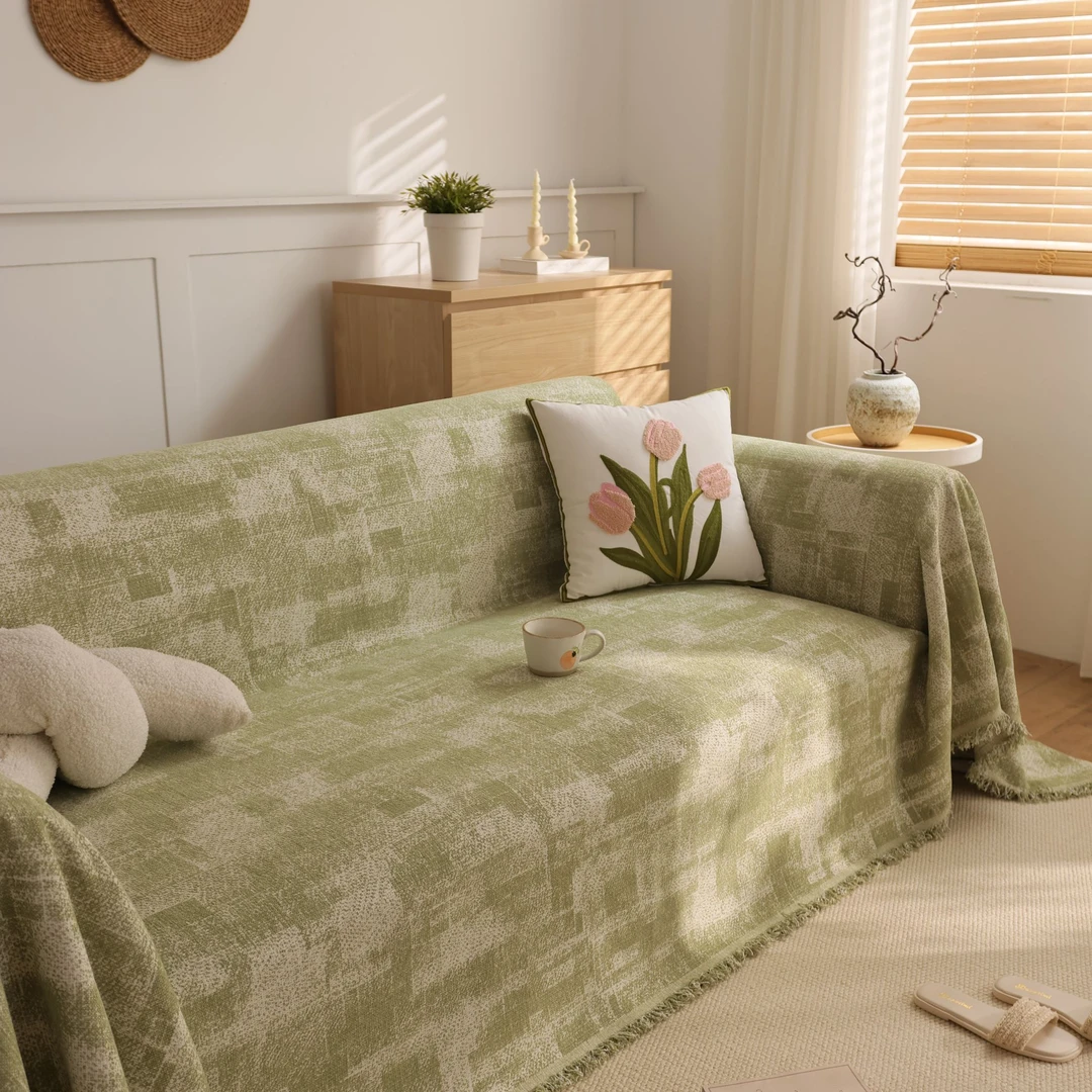 格子棉麻发防猫抓全盖网红沙发垫简约简约防滑盖布巾通用款套罩