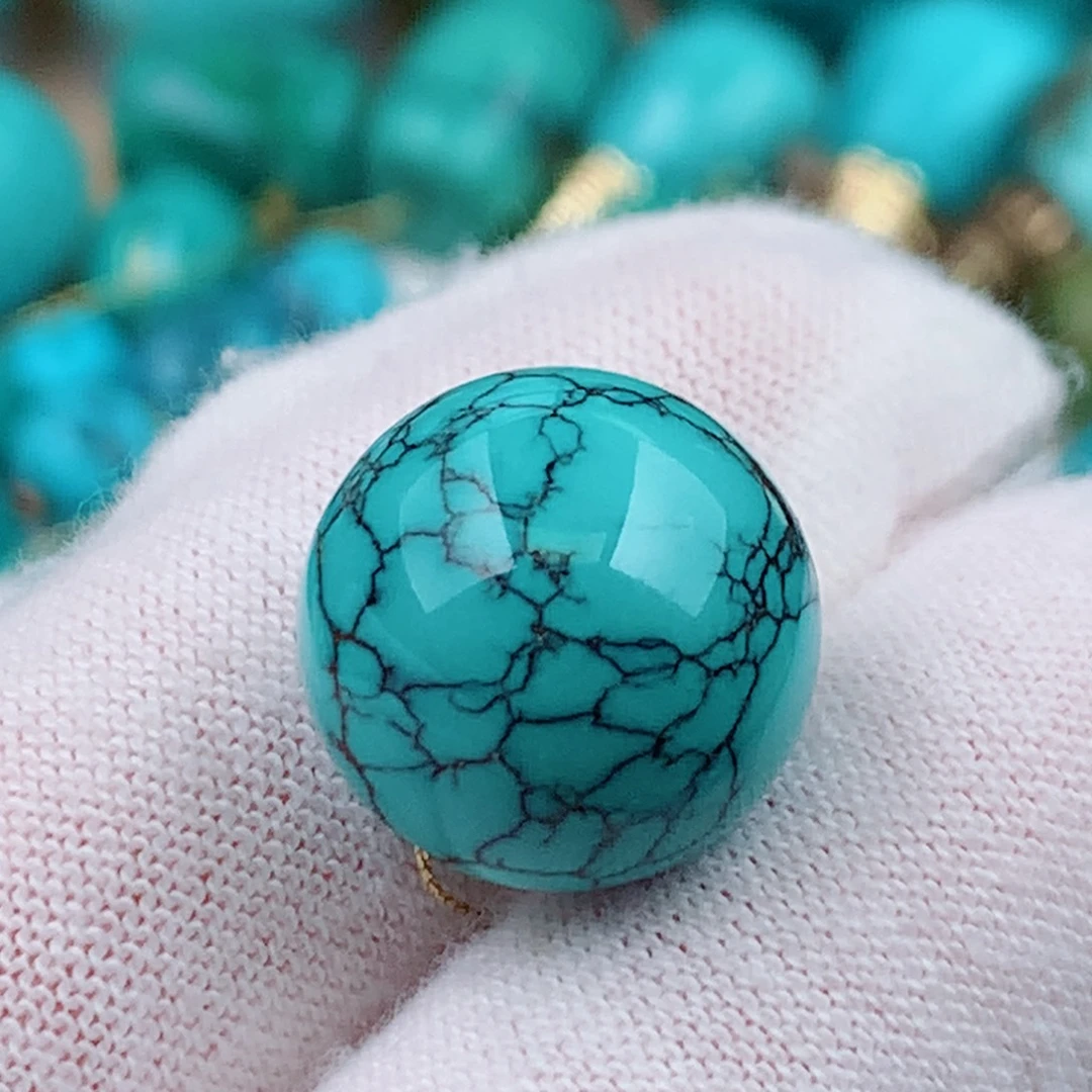 未镶嵌绿松石珠宝奇石14.6mm
