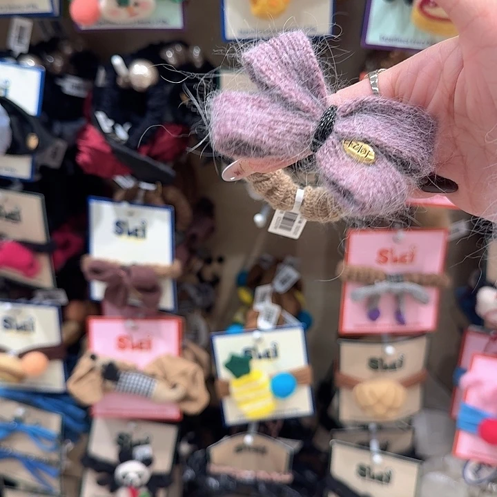 紫色蝴蝶结毛线发绳9