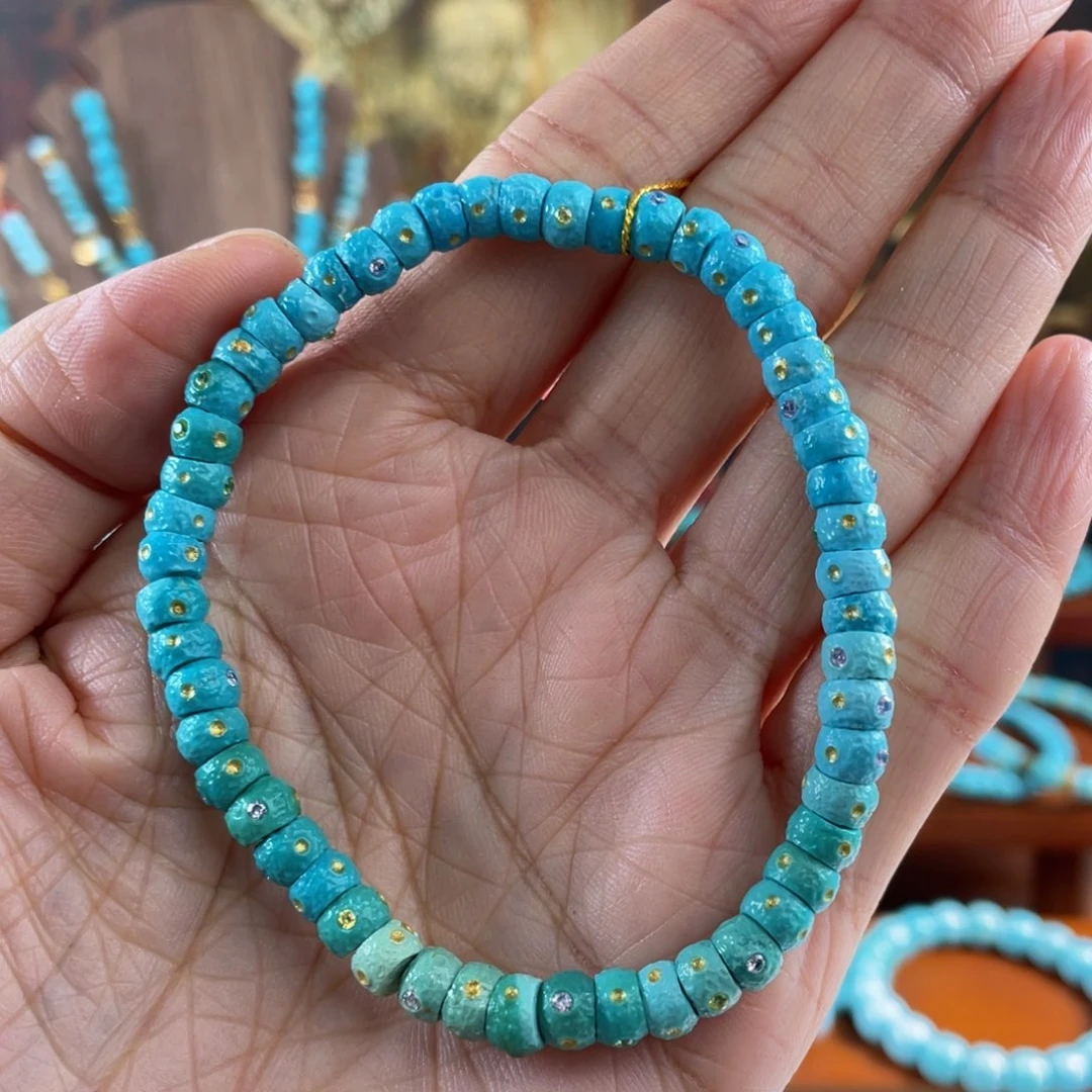 绿松石未镶嵌珠宝半成品绿松石星球大肠卡5.9