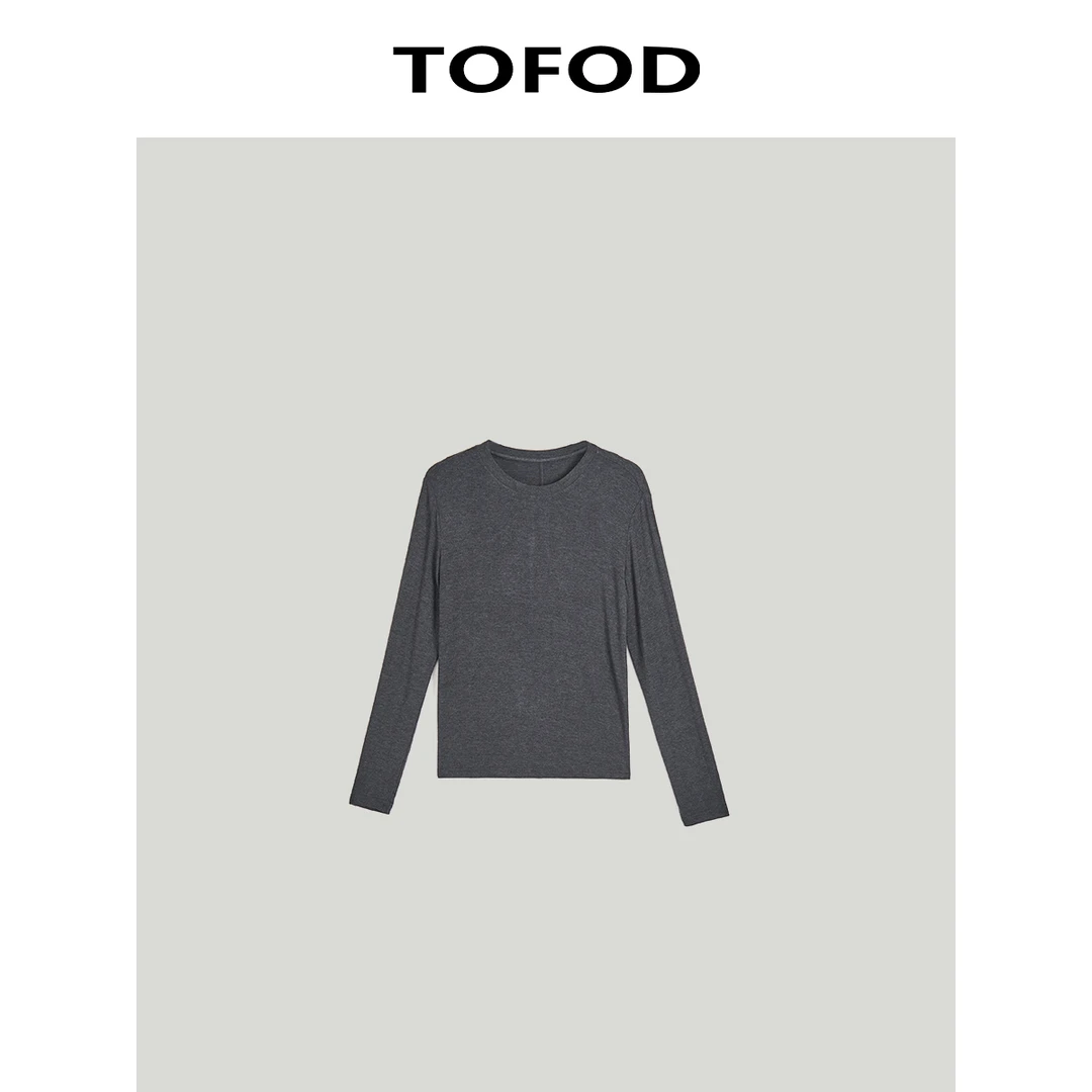 TOFOD 打底皮肤衣 岛国东丽保暖丝羊绒圆领针织衫打底长袖上衣