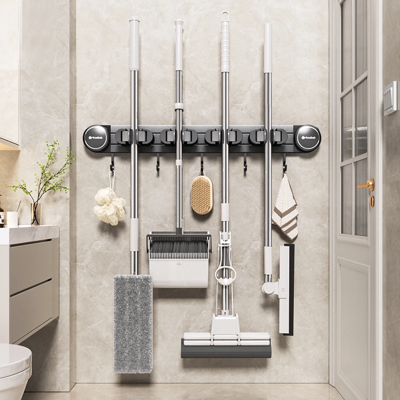 吸盘拖把壁挂夹厕所门后挂钩卫生间收纳神器免打孔浴室墙上置物架