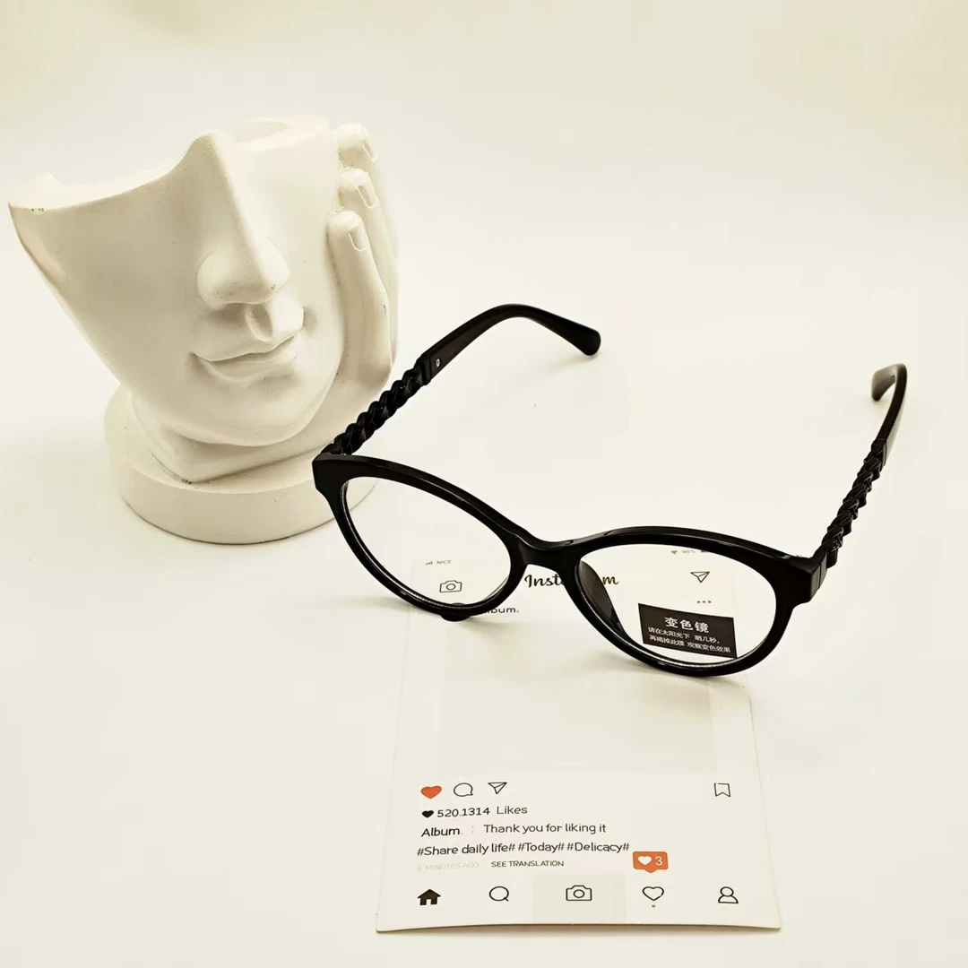【5199】猫眼变色编制平光镜男女同款不挑脸型复古防蓝光镜可配度数