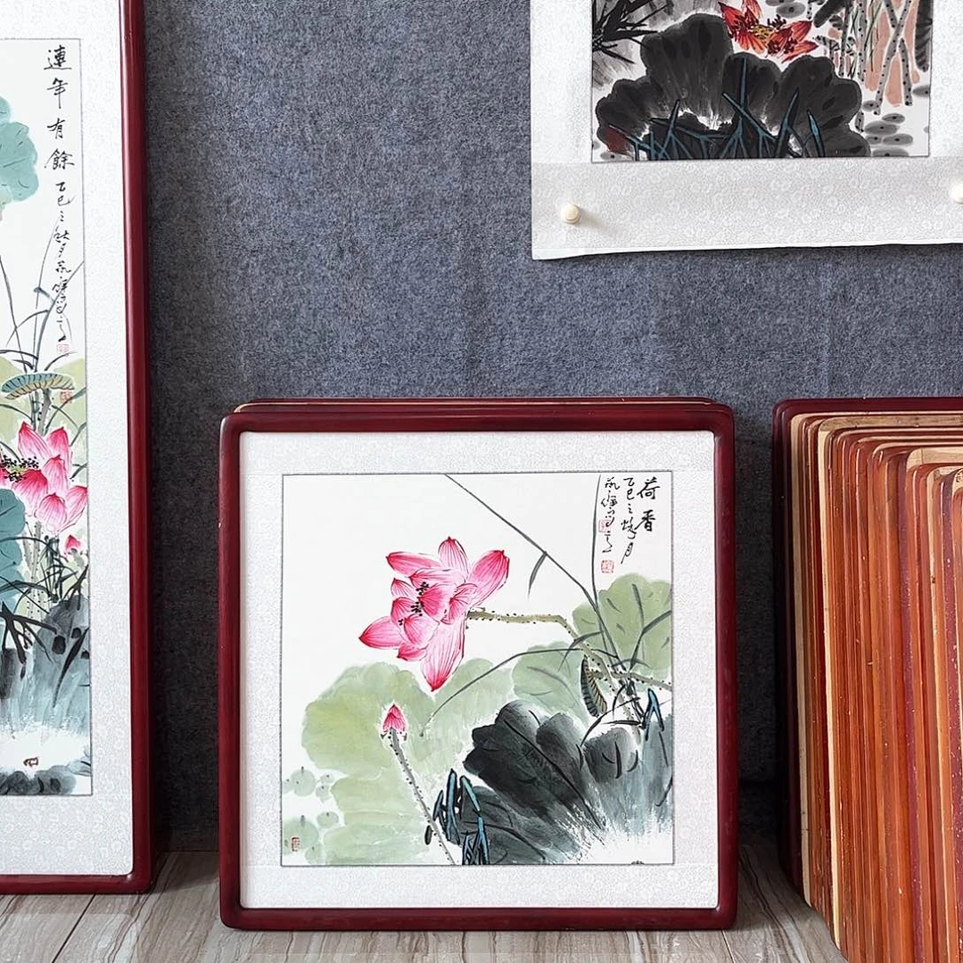 国画书画作品带框63×63