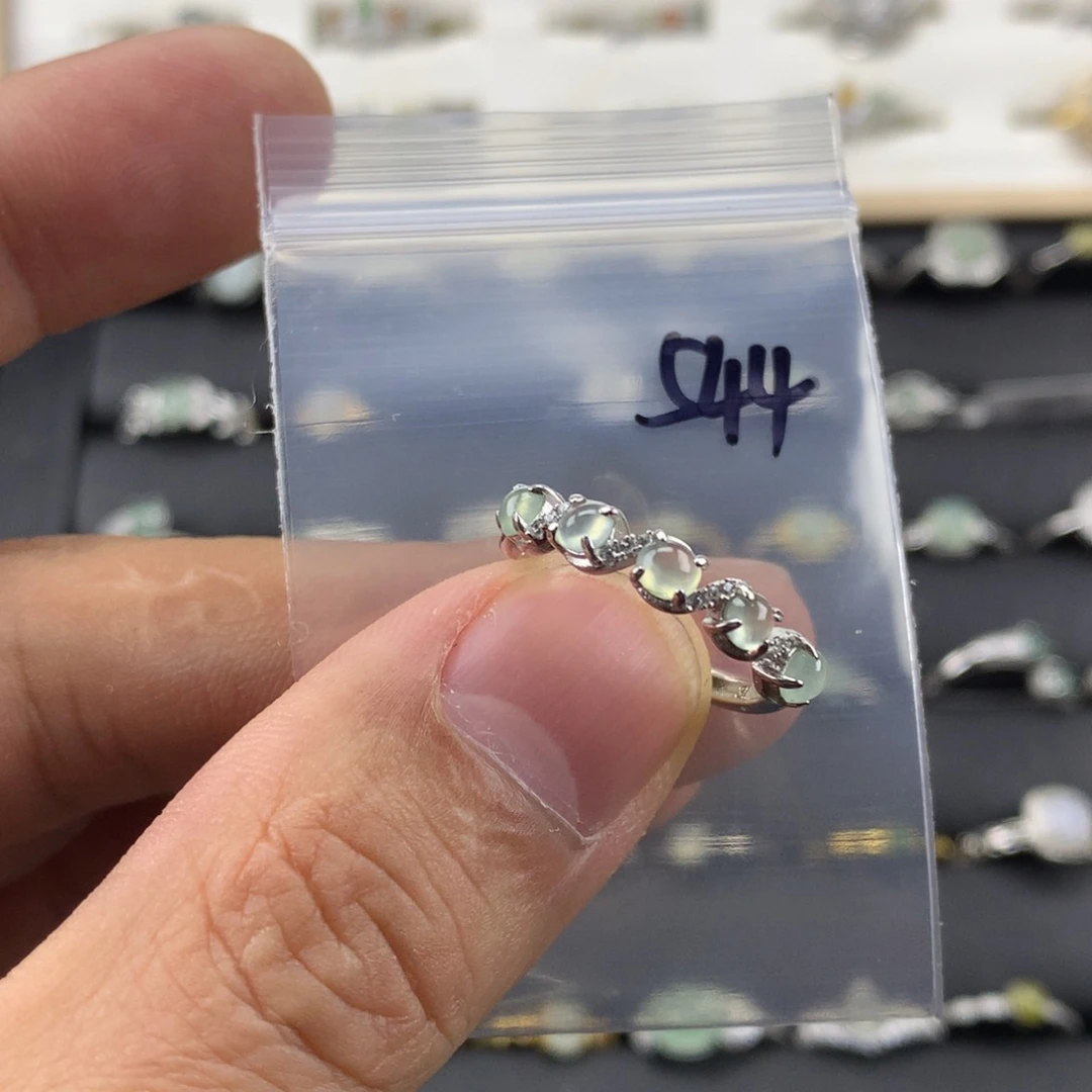 小***冻翡翠银S925镀金镶嵌戒指544