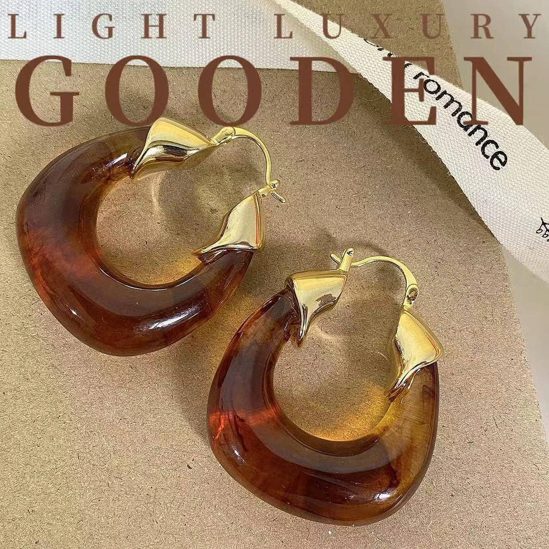 铜合金耳饰 Gooden岛家【茶雾】高级感气质大方美拉德秋冬耳环