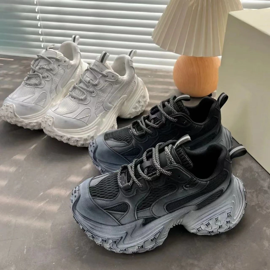 黑将军~蜜桃臀复古双网老爹鞋增高渐变休闲鞋