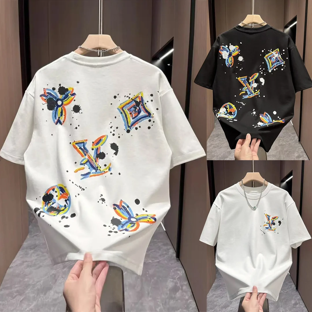 男童纯棉短袖2025新款夏季中大童卡通涂鸦印花百搭儿童圆领半袖潮