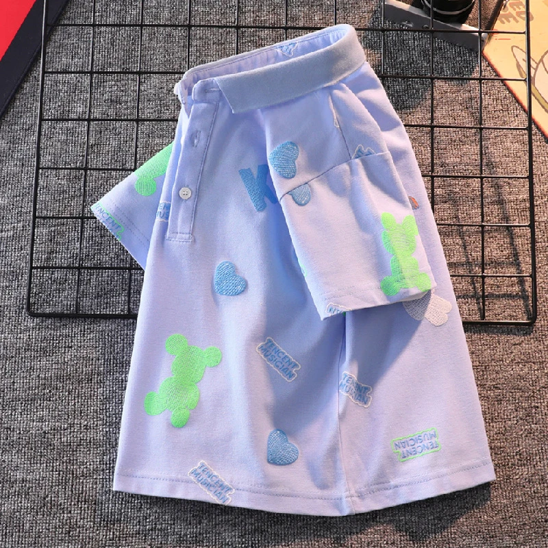 男童纯棉t恤洋气夏季新款中大童男孩炸街夏装衣服儿童Polo衫短袖