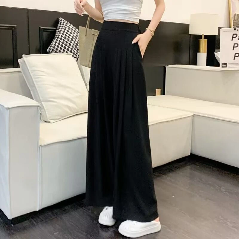 直筒阔腿裤女2025新款高腰小个子垂感西装休闲裤夏季薄款宽松裙裤