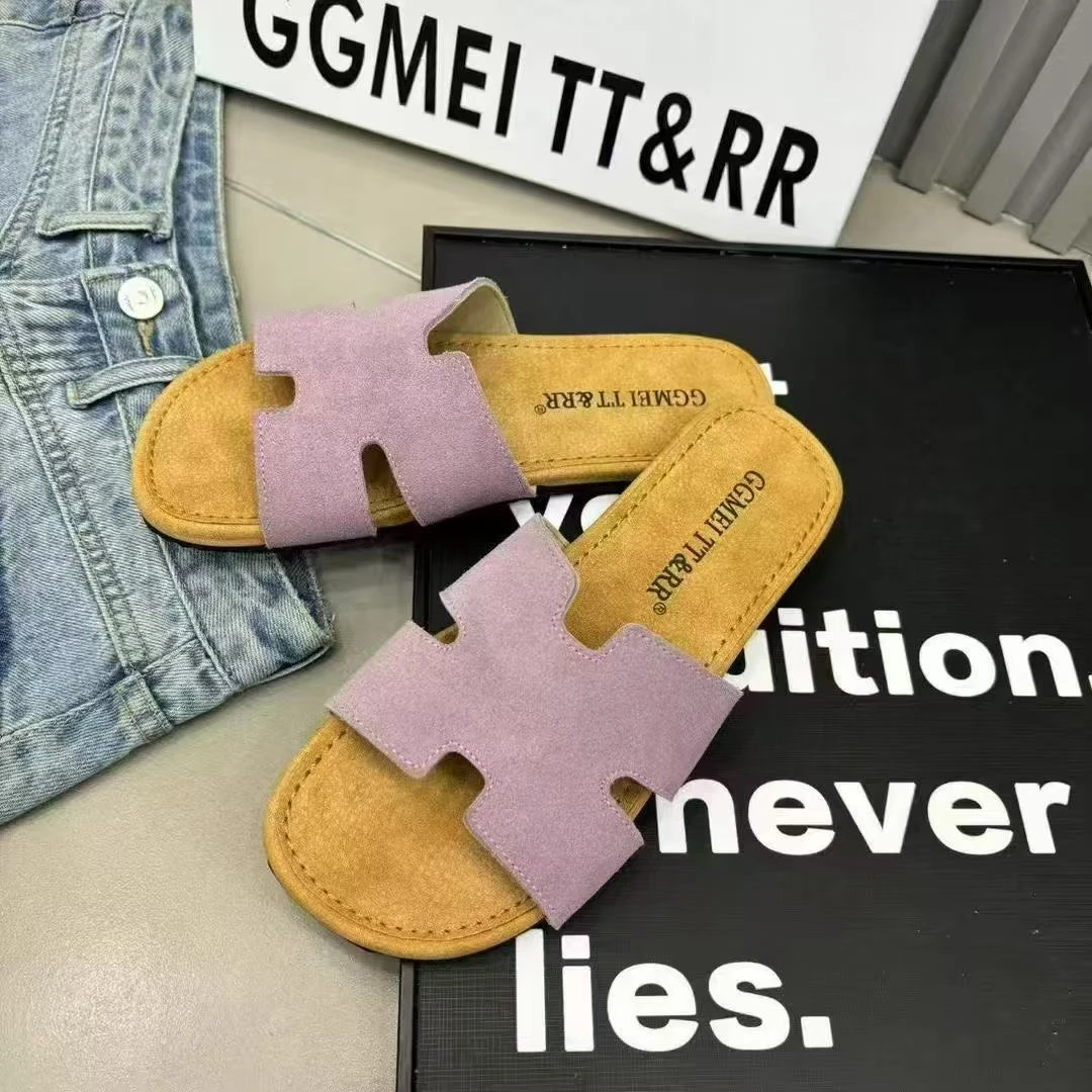 多巴胺色系韩版平底凉拖鞋女夏季外穿2025新款沙滩度假凉拖女外穿