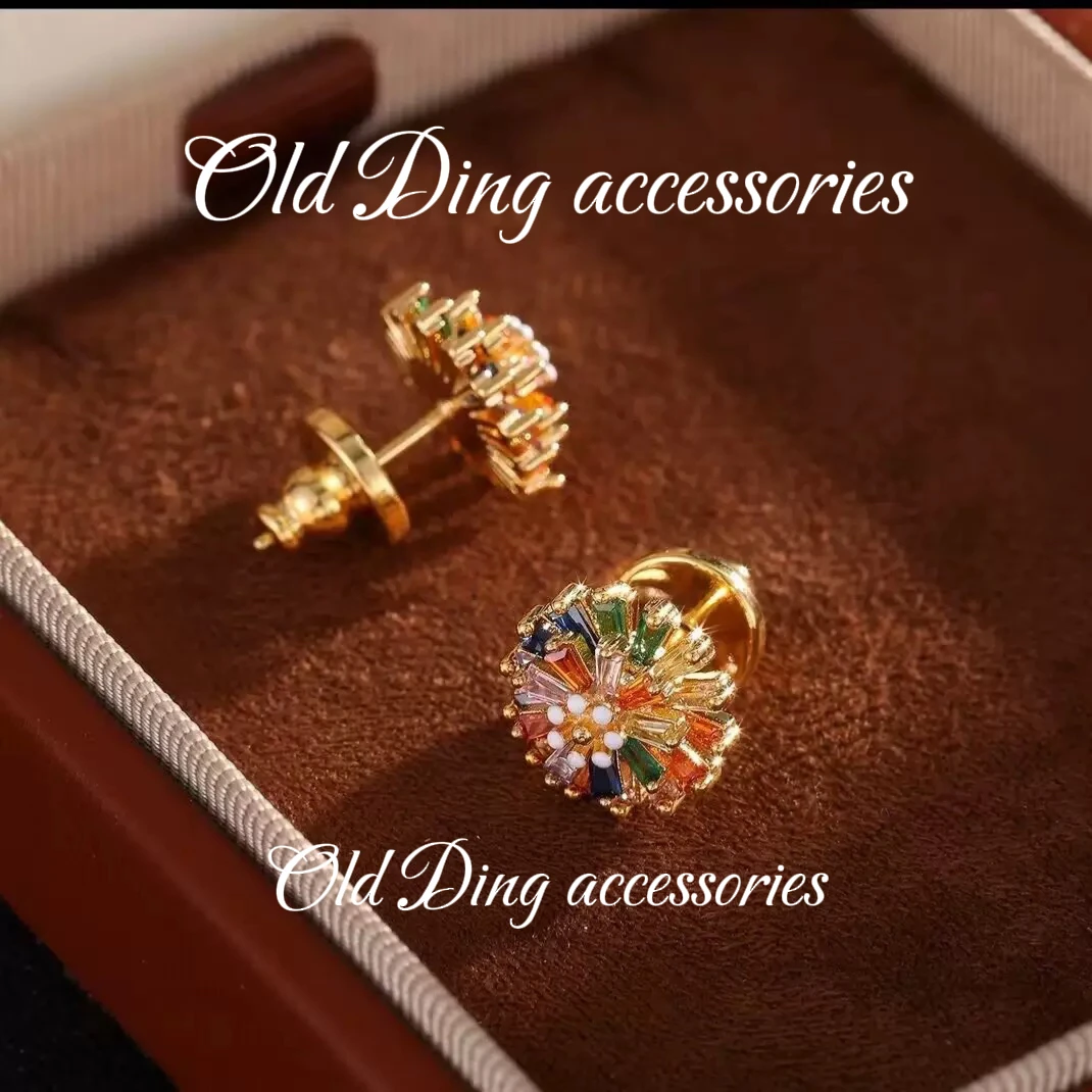 铜合金耳饰 6558♠银针耳钉 镀K金【炫彩烟花】时尚百搭彩色