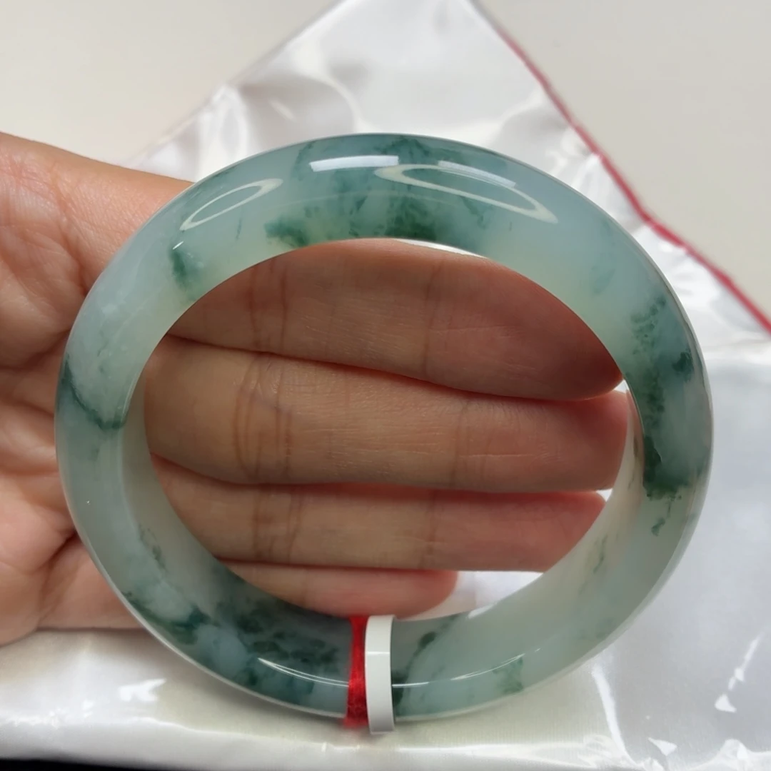 翡翠未镶嵌手镯老坑59圈冰胶飘花24