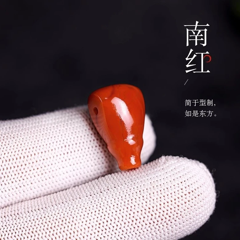 原矿南红玛瑙一体直切三通佛头散珠星月菩提佛珠手串文玩配饰手链