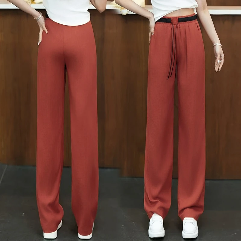 凉感透气棉麻直筒阔腿裤女2025新款夏季轻薄款垂感松弛感休闲裤子