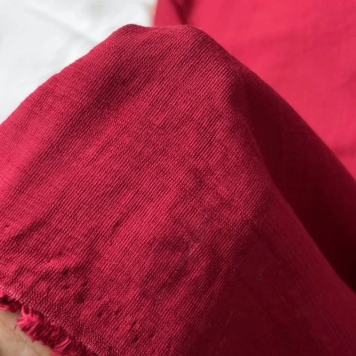 天丝（莱赛尔纤维）红色棉麻1米