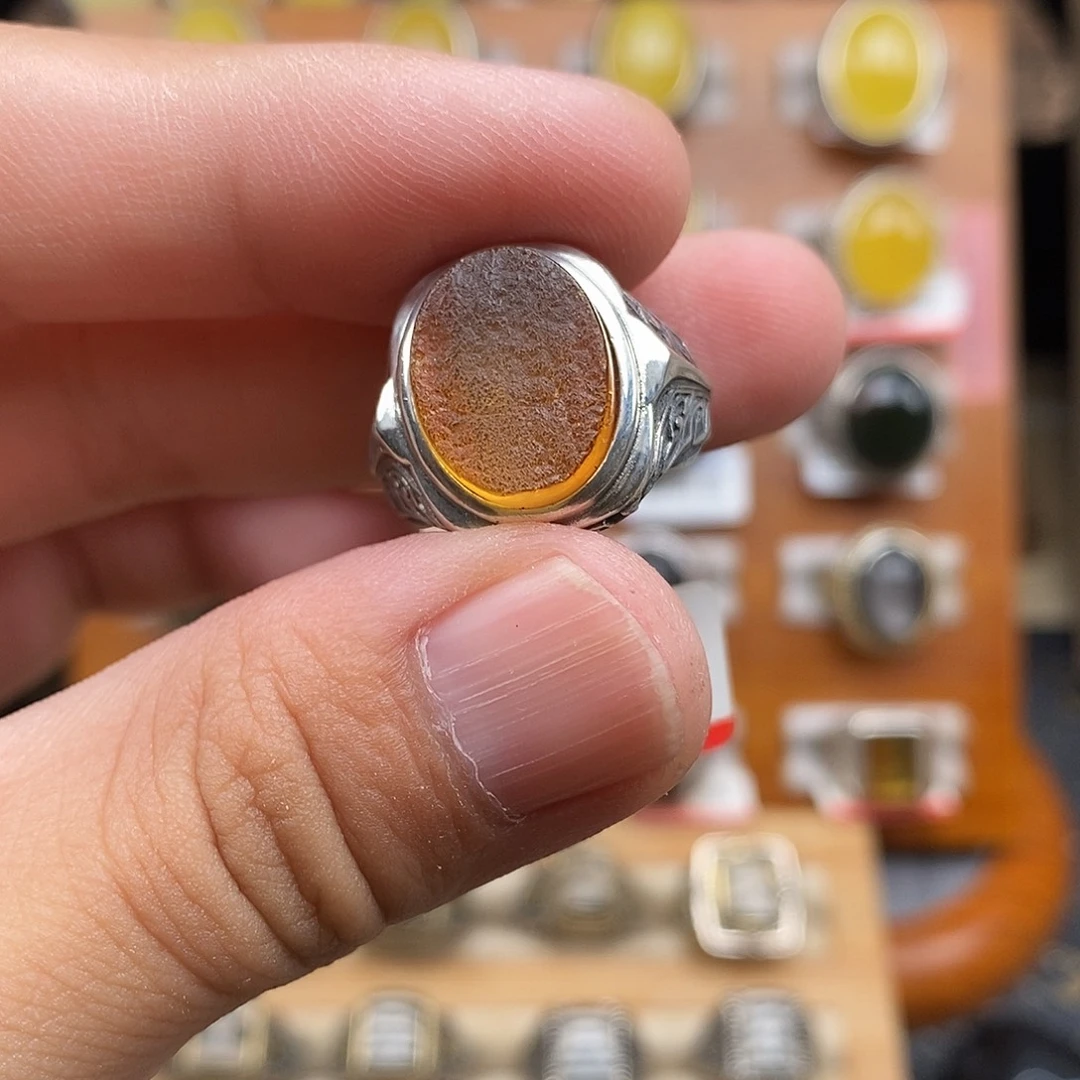 蜜蜡银S925镶嵌戒指