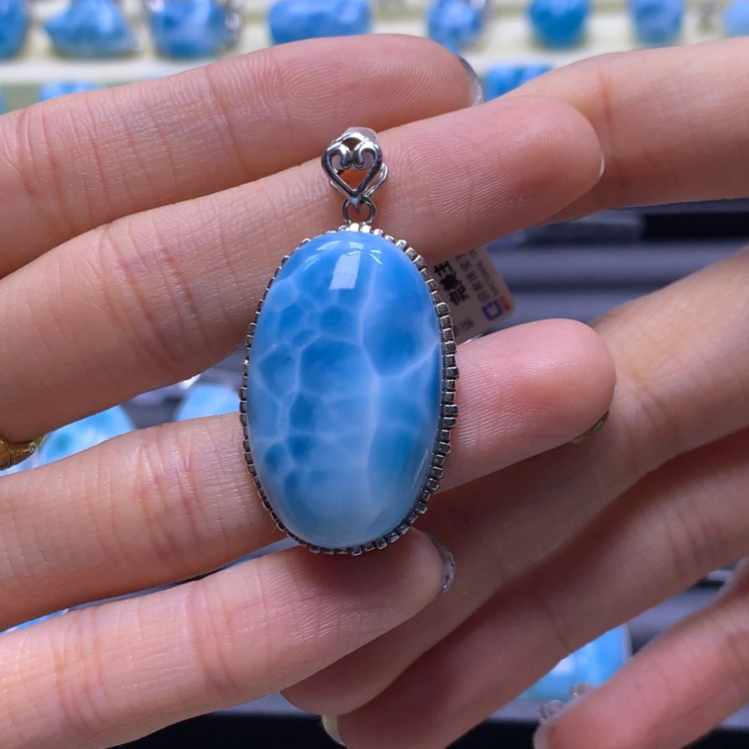 针钠钙石（海纹石）未镶嵌颈饰水滴吊坠色差略异