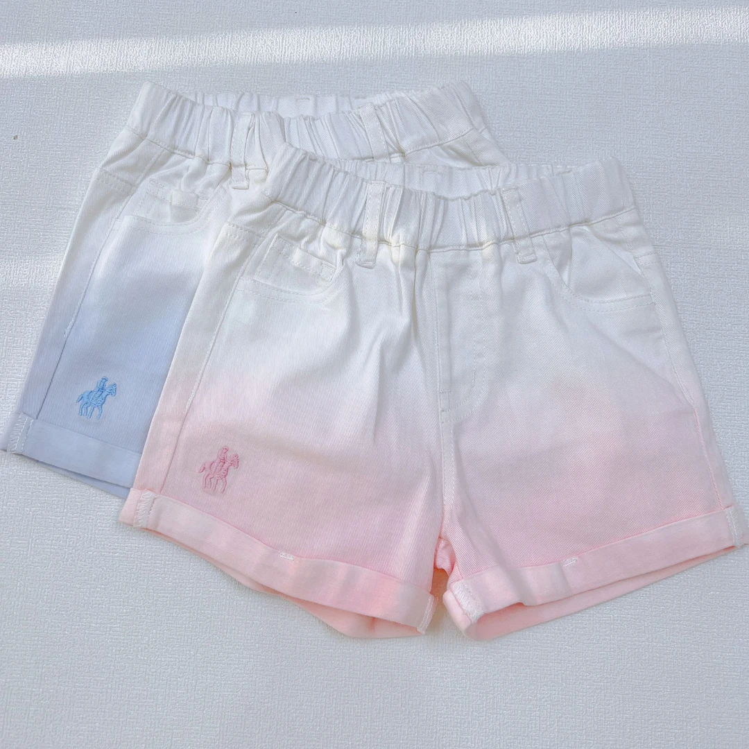 夏季女童休闲裤五分短裤中腰吊染浙变裤子宝宝薄款中大童梭织裤