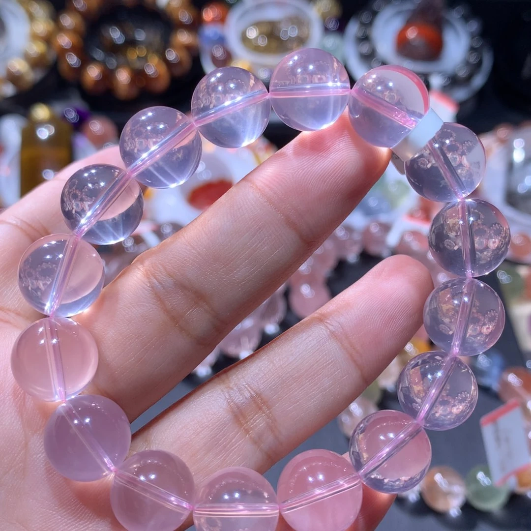 水晶未镶嵌手链粉水晶12mm
