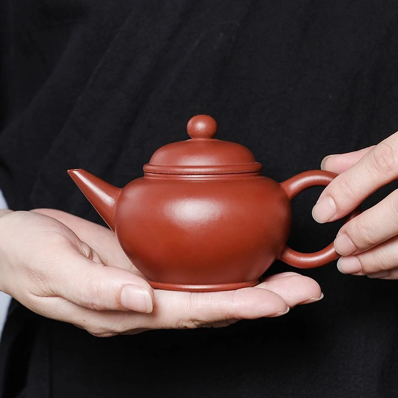 宜兴紫砂壶原矿朱泥大红袍水平壶小容量150ml功夫茶具家用泡茶壶