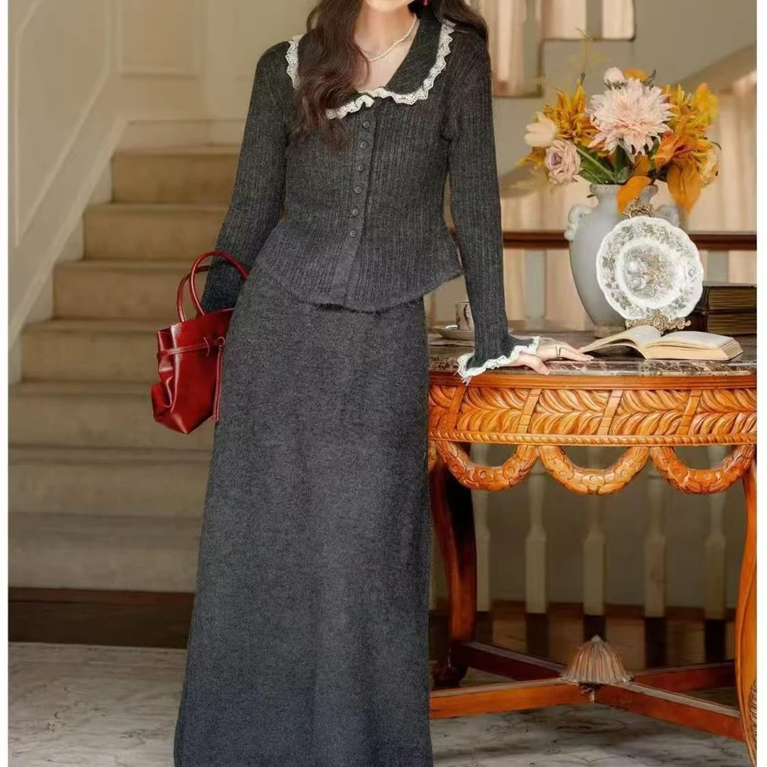 H6455法式复古蕾丝针织套装，显瘦 + 软糯，高级感溢出屏幕～9753