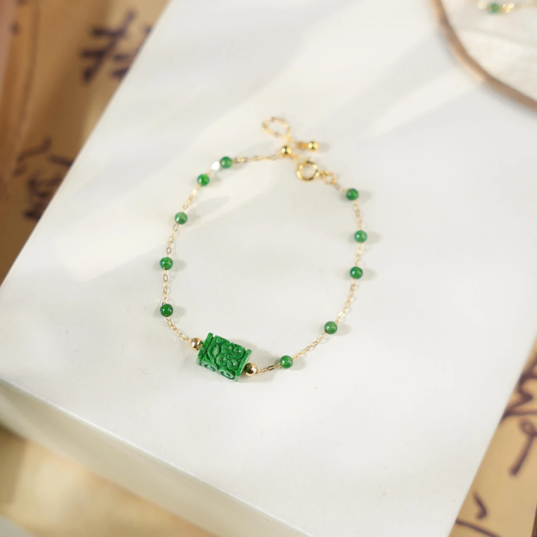 青点意-天然A货翡翠18K金手链（多样性发其一）