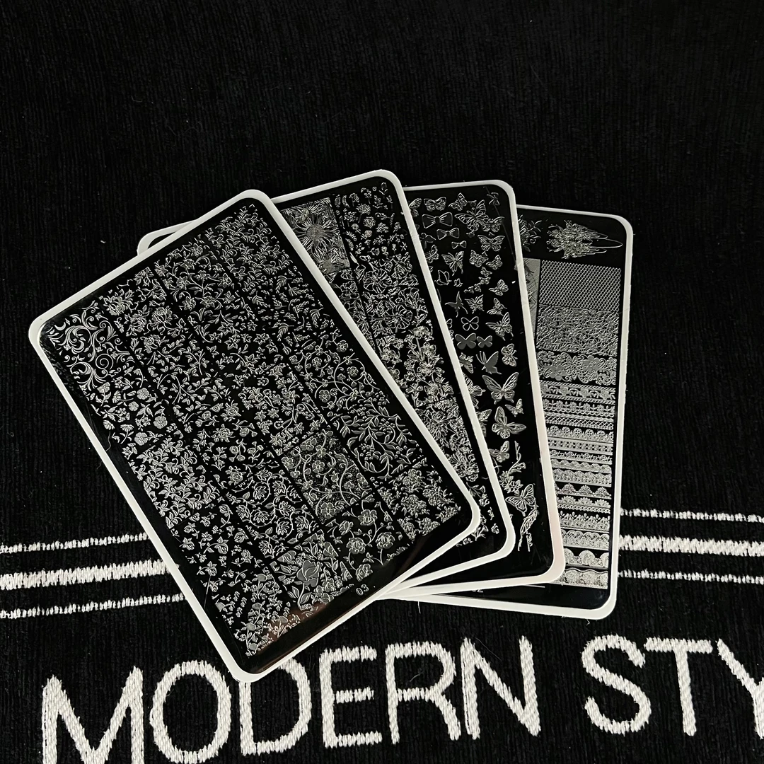 美甲印花板钢板模版  中国风日系简约转印版 带背板防手指刮伤