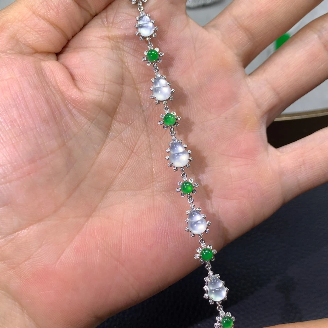 18K金镶嵌手链翡翠翡翠