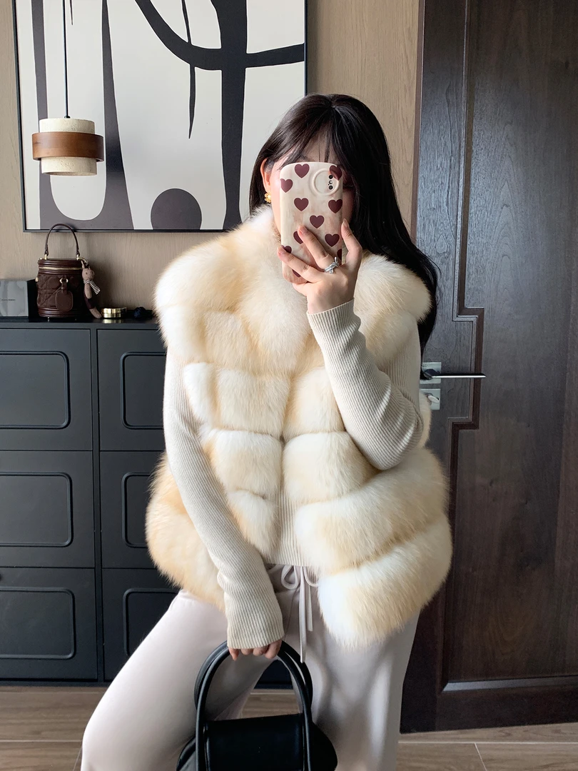 人造皮草 《鎏金岁月》2025新款整皮仿狐狸毛皮草马甲中长款背心
