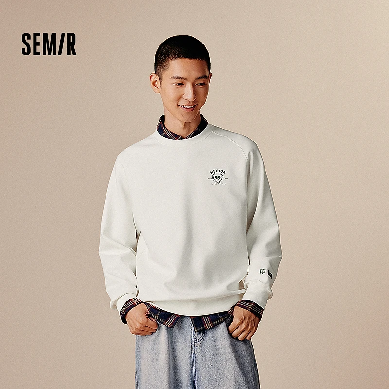 森柔棉|梅花系列森马卫衣情侣装重磅圆领上衣国潮绣花插肩袖秋装