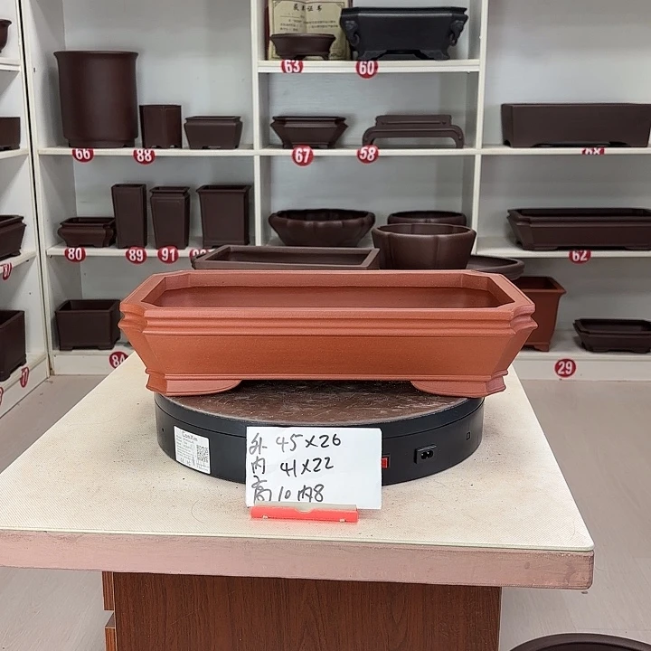 紫砂花盆中切角小