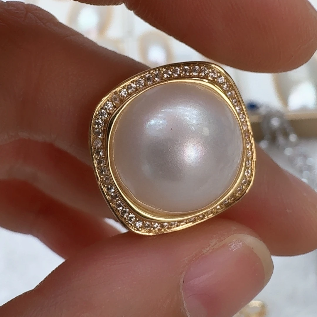 戒圈未镶嵌拼合珍珠（马贝珠）