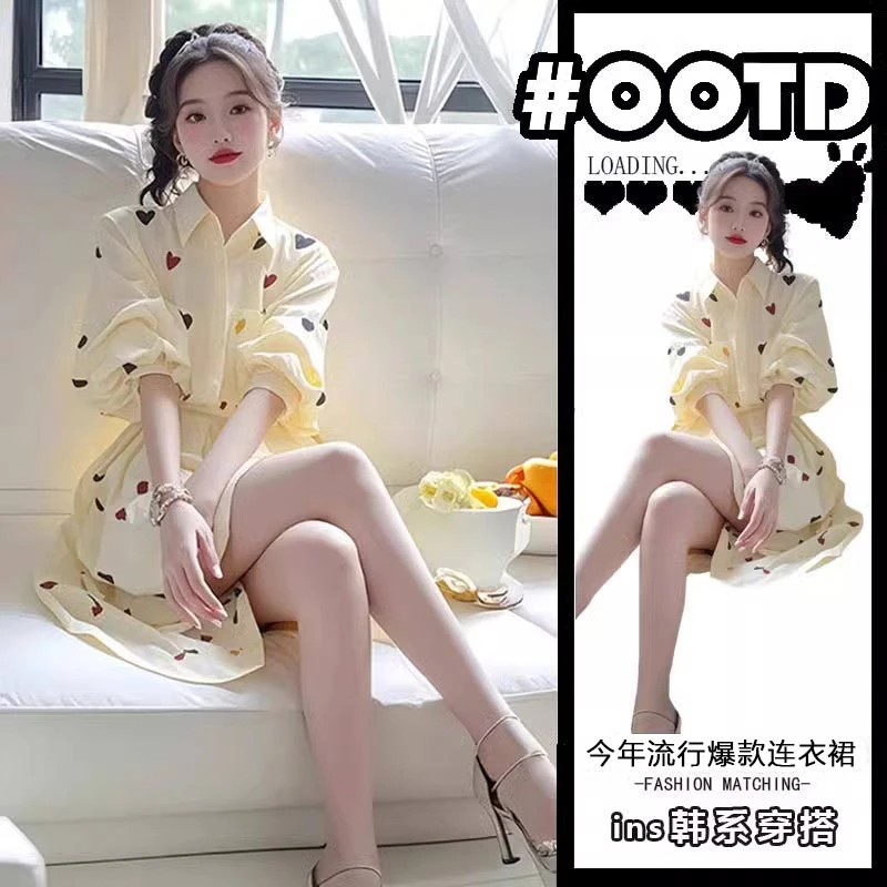 韩版时尚洋气连衣裙女2025年春秋季新款减龄小清新设计感短裙子潮