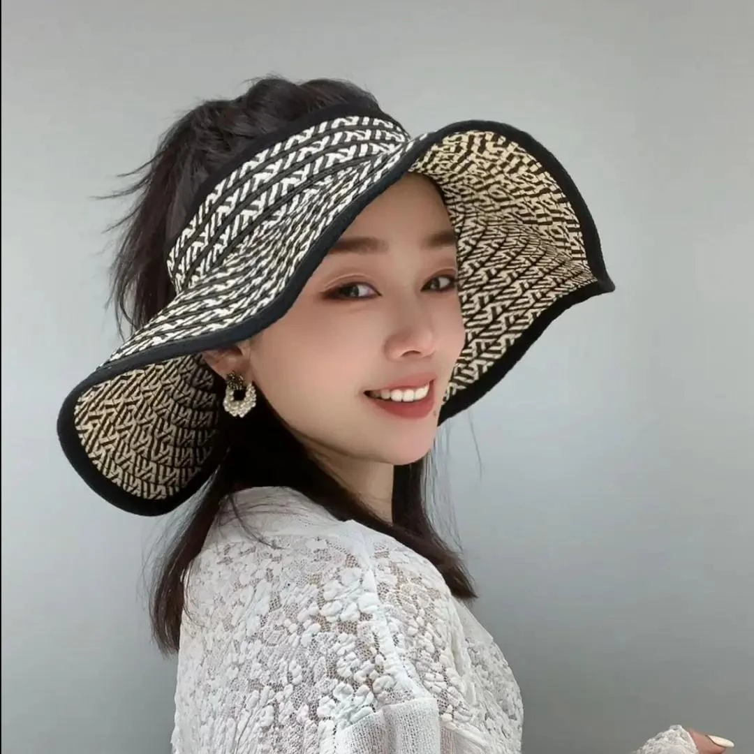 春夏户外大帽檐防晒遮阳显脸小大头围防紫外线太阳帽可折叠帽子QF