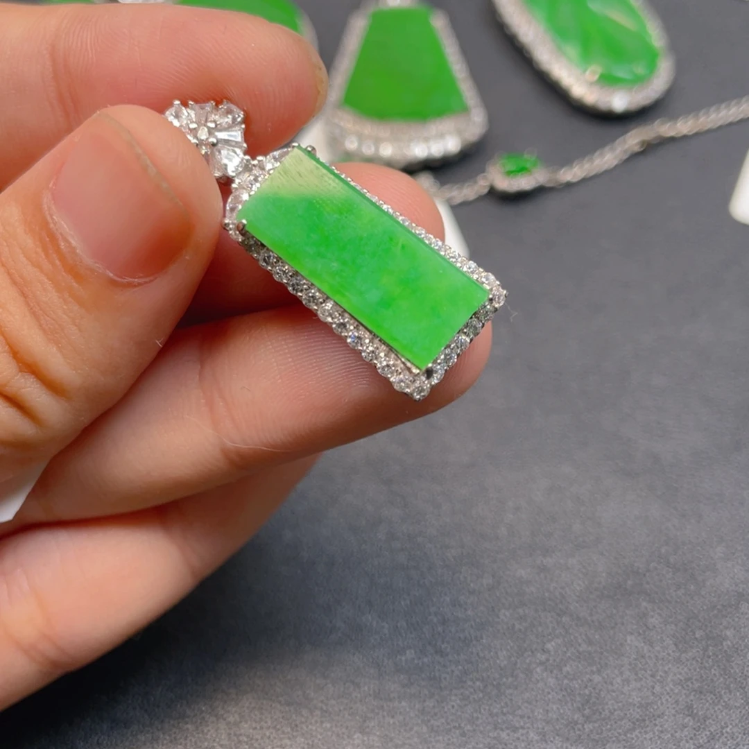 翡翠银S925镶嵌吊坠(不含链)