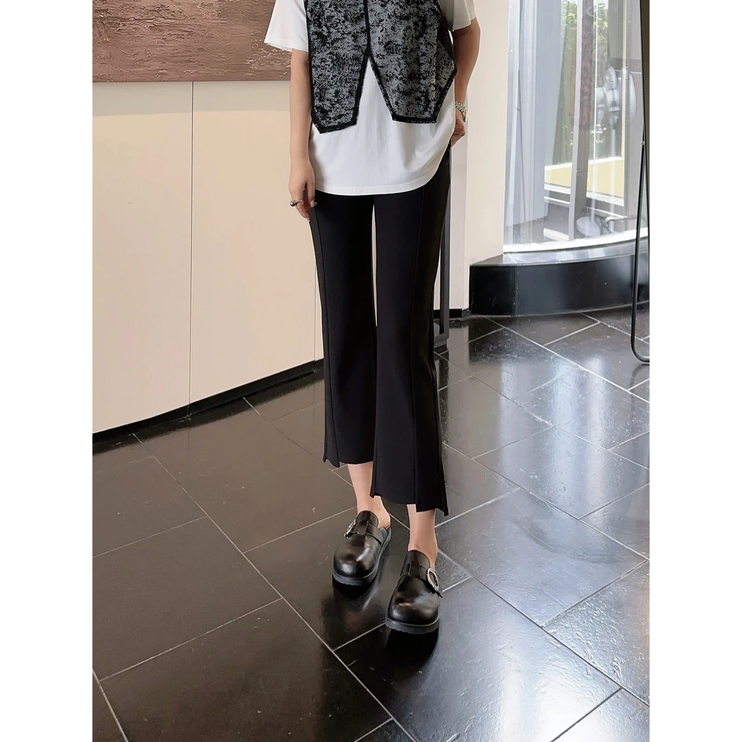 GS显瘦【腿粗救星】设计感不规则裤脚小黑裤休闲裤九分裤9068