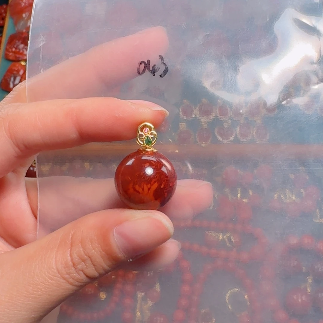 南红玛瑙南红1718K金镶嵌