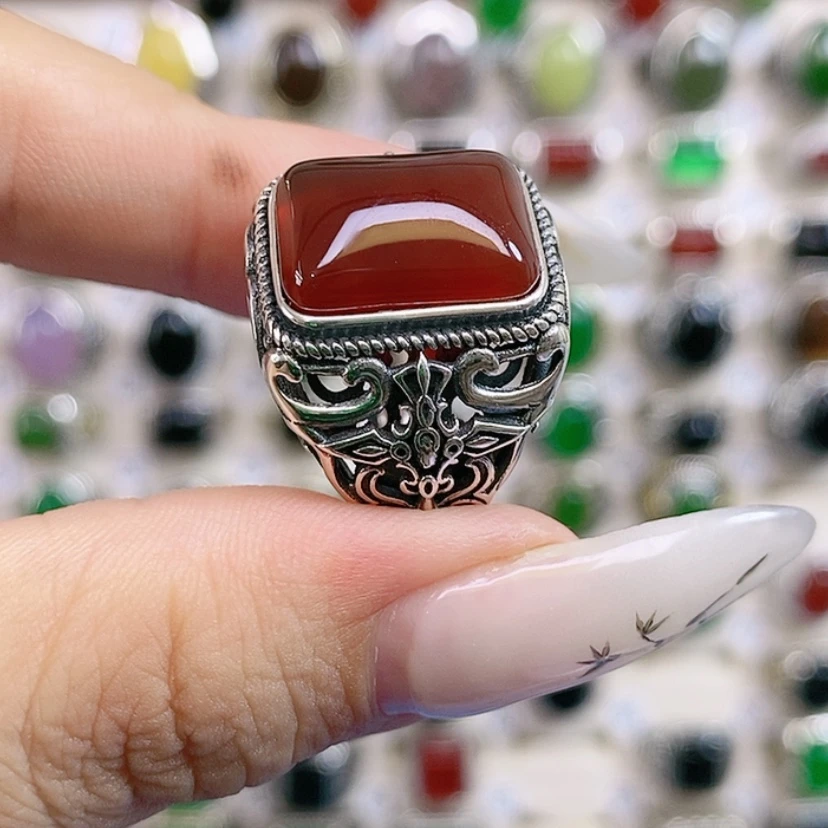 【闪购商品】玛瑙/玉髓戒指银S925镶嵌追***?