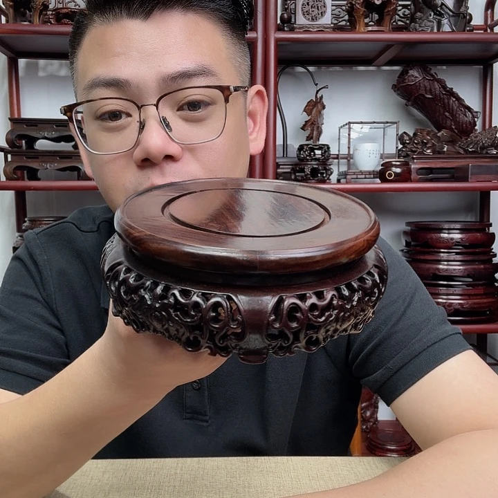 大红酸枝工艺品底座