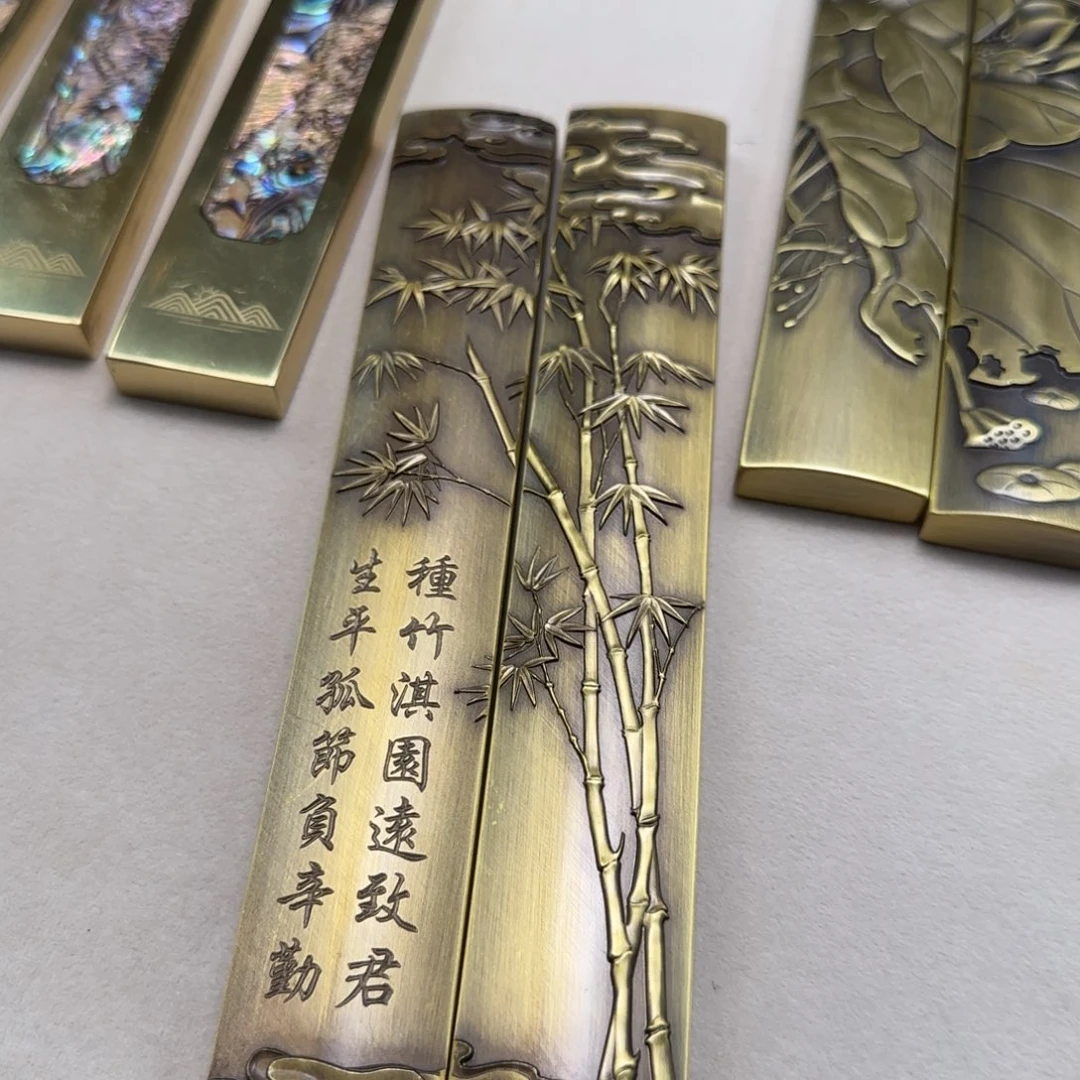 20厘米竹子一对黄铜镇尺