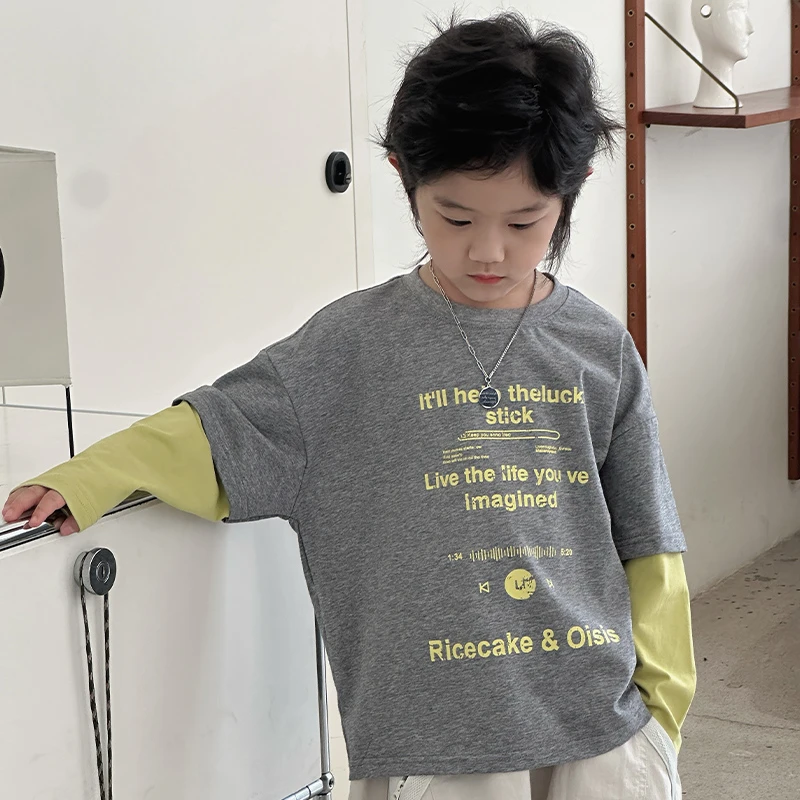 243109儿童宝宝春秋百搭时尚宽松假两件T恤