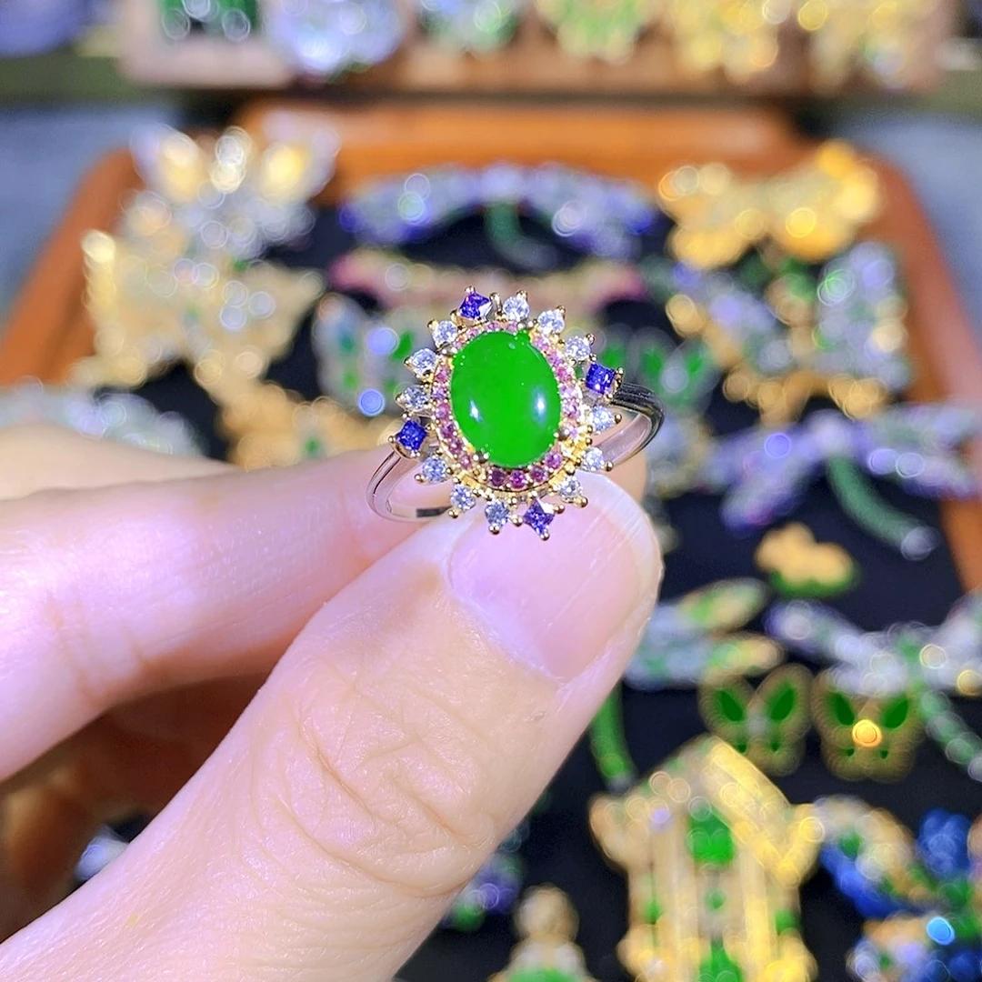 颈饰银S925镶嵌翡翠