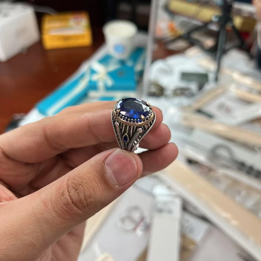 925银莫桑石戒指 爱敏纯银首饰戒指