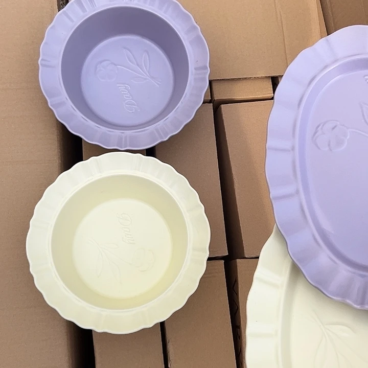 瓷片默认瑕疵商品鱼盘紫色几奶油