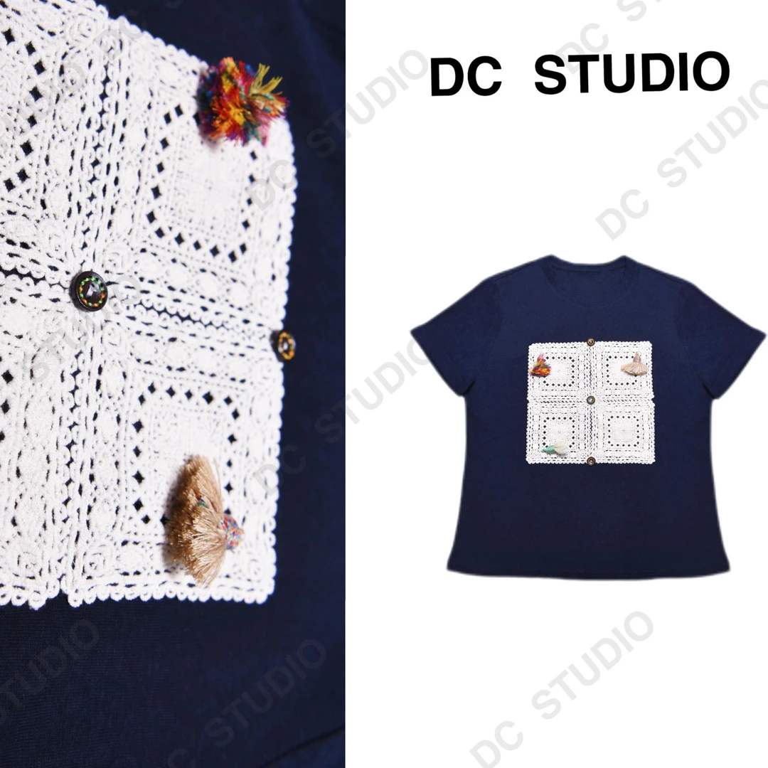 Syan【缤纷夏日】2025新款夏装时尚潮流文艺民族百搭圆领T恤