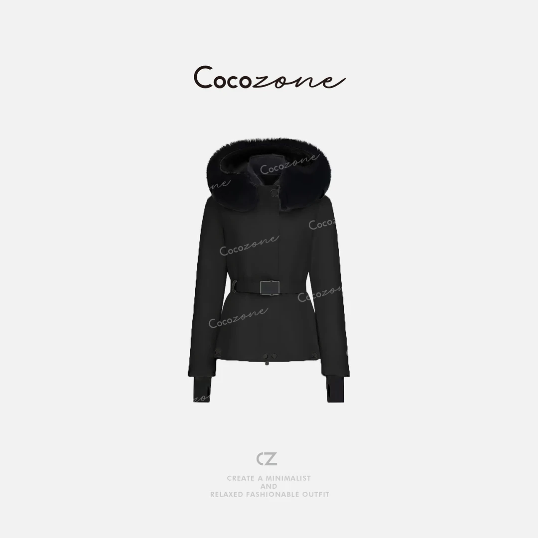 COCO ZONE 刘一一 高级感收腰显瘦可拆卸连帽保暖羽绒服CC2D3416