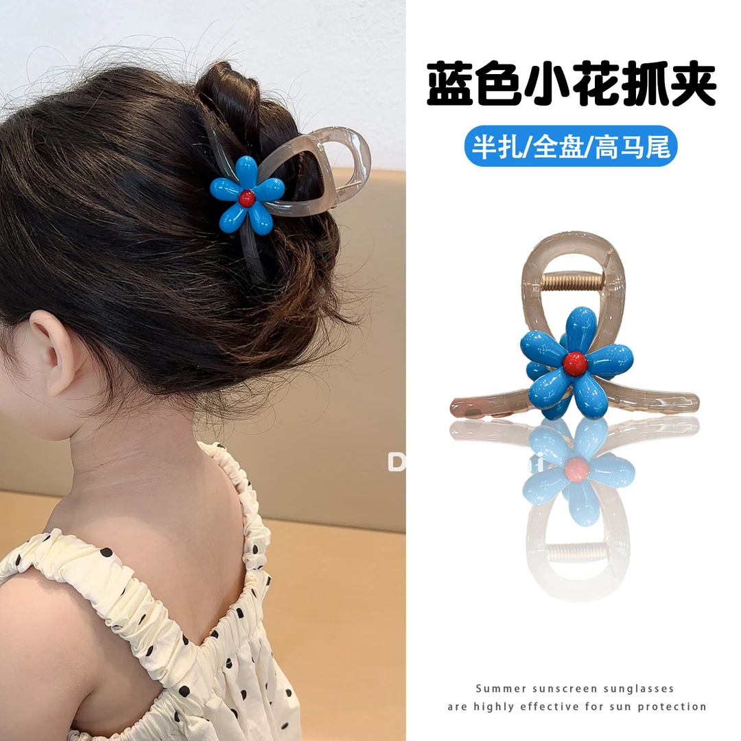 韩版儿童小兰花发饰宝宝绑辫子不伤发皮筋后脑勺头饰扭扭夹鲨鱼夹